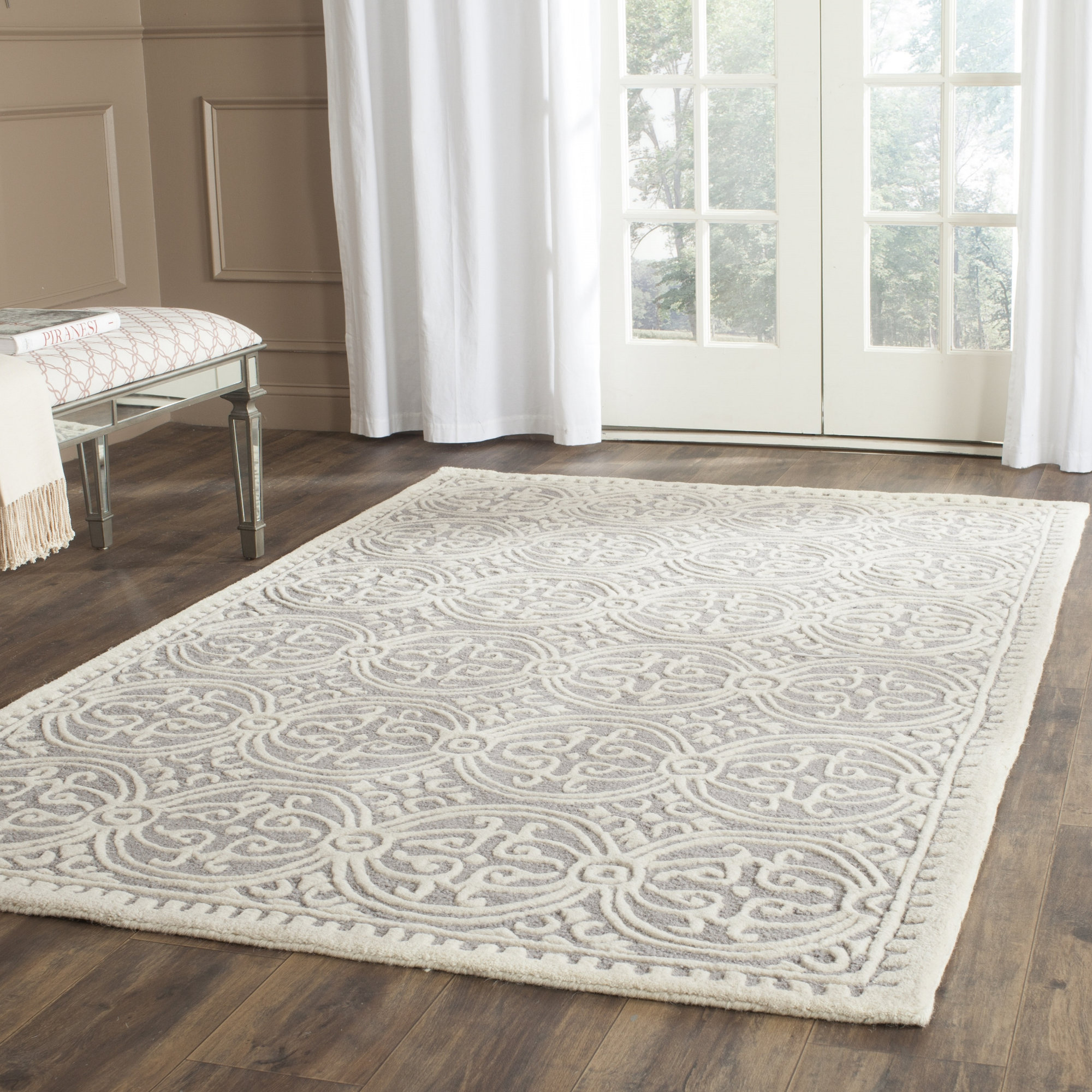 Cathay Silver & Ivory Wool HandTufted Area Rug & Reviews Joss & Main